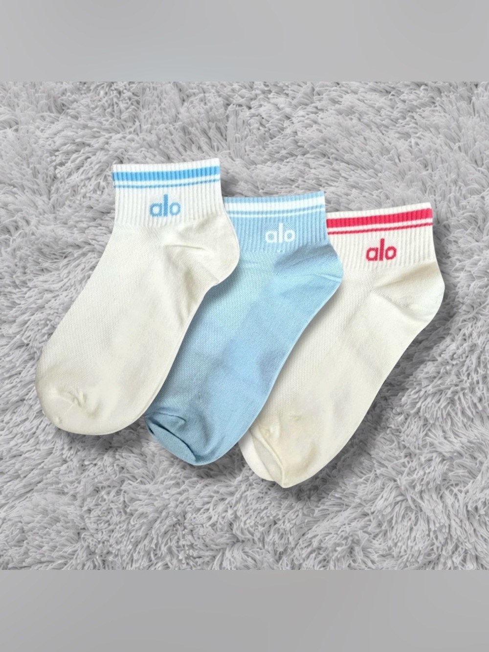 Alo 3 Piece Bundle - Low Cut Ankle Athletic Socks – Women’s Sport Quarter Socks